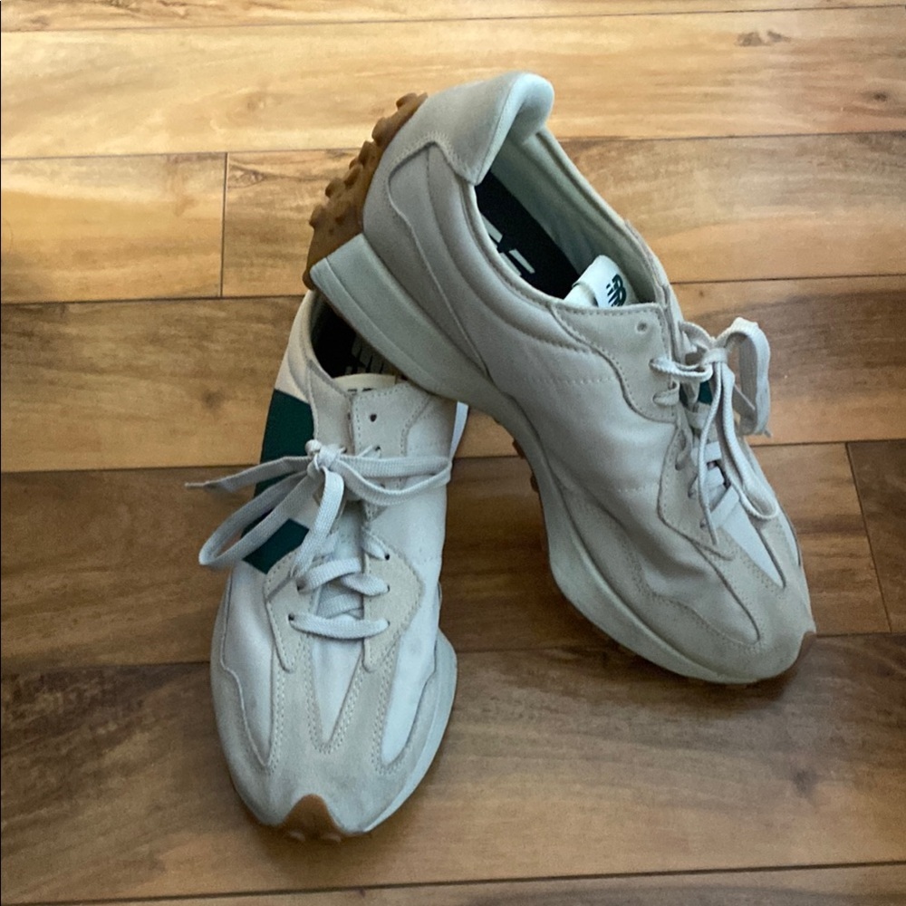 Men's White and Green Sneakers